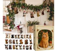 Calendriers De L'Avent Chats 2025 |Calendrier De Noël 24 Jours Avec Pendentifs Chats En Acrylique 2D |Décorations De Sapin De Noël Avec Chatons De Dessin Animé,cadeau Pour Les Amoureux Des Chatte