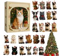 Calendriers De L'Avent Chats 2025 | Compte À Rebours De Noël De 24 Jours Avec Adorables Pendentifs Chats | Décoration De Sapin De Noël En Acrylique 2D En Forme De Chaton,Regalos Amantes De Los Gatos