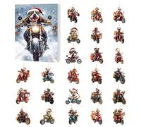 Calendriers de l'Avent Chiens 2025, Pendentif Représentant un Chien sur Moto Acrylique 2D amusants, Calendrier de compte à rebours de Noël pour décorer le sapin de Noël
