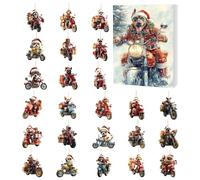 Calendriers de l'Avent Chiens 2025, Pendentif Représentant un Chien sur Moto Acrylique 2D amusants, Calendrier de compte à rebours de Noël pour décorer le sapin de Noël