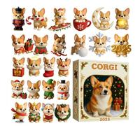 Calendriers De L'Avent Corgi 2025, Calendrier De L'Avent De Noël 24 Jours Avec Pendentifs En Acrylique 2D À Suspendre, Calendrier De L'Avents Pour Chiens 2025 Pour Les Amoureux Des Chiens