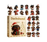 Calendriers De L'Avent Dachshund 2025, Calendrier De L'Avent Dachshund, 24 Décorations De Noël En Acrylique 2D À Suspendre Pour Compter Les Jours Jusqu'à Noël