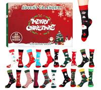 Calendriers De L'avent De Chaussettes De Noël Coton - Calendrier De L'Avent, 24 Chaussettes De Noël Pour Compter Les Jours Jusqu'à No-ël, Parfait Comme Cadeau Familial, Décoration Festive