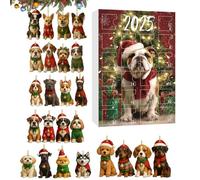 Calendriers De L'Avent De Chien 2025 - Acrylique 2d Décor De Saison Plat, Compte À 24 Jours Pour Décoration De Noël Pour Les Amis De La Famille Adultes Amours Pour Animaux De Compagnie Mur De Fenêtre