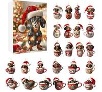 Calendriers de L'avent de Chien 2025 | Calendrier de Noël du Pendentif pour Chiens de 24 Jours de 24 Jours | 2D Acrylique Mignon Chiens Ornements Décorations D'arbres de Noël pour les Amoureux D