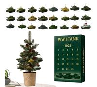 Calendriers De L'Avent De Noël,24 Jours 2D Décoration D'Intérieur - Calendrier Iconique De L'Avent Tank Ornement,Pour Adultes Collectionneurs Passionnés D Histoire Fenêtre Intérieur Mur