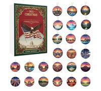 Calendriers De L'Avent De Noël | Pendentif Acrylique 2D Calendrier 24 Jours Noël,Calendrier Pendentif Des Monuments Américains Pour Les Fêtes - Pour Mur Porte Arbre Intérieur Chambre Adultes