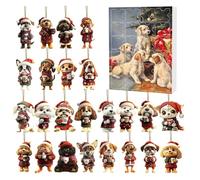 Calendriers de l'Avent décoratifs - Décoration pour chiens Noël Advent Countdown Calendrier, café pour chiens suspendus 24 jours, animal 2D acrylique pour la décoration de la fête de Noël
