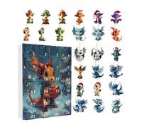 Calendriers De L'Avent,Décorations Dragon 24 Jours | Pendentif Collectionnable Acrylique 2D Pour Intérieur | Décoration Fêtes Arbre De Noël Filles Garçons