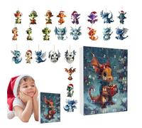 Calendriers De L'Avent | Décorations Dragon 24 Jours,Pendentif Collectionnable pour et Adolescents - Ornement Festif Pour Arbre De Noël Décoration D'Intérieur Maison Fêtes