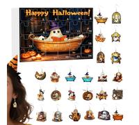 Calendriers de l'Avent Halloween 2025, Calendrier Compte à Rebours d'Halloween avec Boucles d'oreilles de Lecture Bain Moussant Fantôme en Acrylique plat 2D, pour Famille, Amis et de bibliothèque