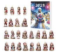 Calendriers de l'Avent Jesus 2025 - Calendriers de l'Avent de Noël 2025 avec 24 2D Acryliques Jésus Pendants, Christian Christmas Countdown, Nativity Countdown Calendar Ornaments pour l'arbre de Noël