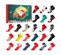 Calendriers De L'avent Noel Chaussettes, 24 Paires Chaussettes de Noël avec 24 Boîtes de Calendrier de l'Avent de Compte à Rebours, Calendrier De Noël 2024, Chaussettes Amusantes En Coton