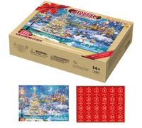 Calendriers de l'Avent, Puzzles Puzzles Calendrier 2024, Puzzles de Noël de Noël 1008 pièces, 24 Jours de Noël et Santa Family Game Countdown Callendar