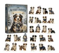 Calendriers de noël décoratifs de berger australien 2026, ornement de noël | Calendrier du compte à rebours de Noël de 24 jours | Pendentifs animaux en acrylique 2D - Ornements suspendus pour vacances
