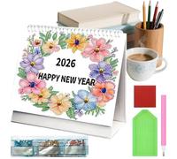 Calendriers de peinture avec strass 2026 | Planificateur d'agenda de 12 mois, calendrier de bureau | pour jeunes amateurs d'artisanat, débutants, artistes, enseignants, planification