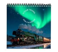 Calendriers de train 2026 | Planificateur mensuel rétro de locomotive à vapeur, calendrier de 12 mois, pour organiser et planifier à la maison, au bureau ou au studio