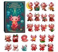 Calendriers L’Avent Axolotl Wonderland 2025 | Calendrier Compte À Rebours Noël 24 Jours Axolotl Instruments Ornement 2025 | Calendriers De L’Avent Figurines D’animaux 2D | Figurines Salamandre Décor