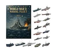 Calendriers L'Avent 2025 Flotte Navale WW2, Compte À Rebours De Noël De 24 Jours Avec 2D Ornements En Acrylique, Décorations Sapin Noël Marine WW2, Pour Les Amateurs D'histoire Navale