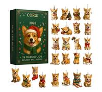Calendriers l'Avent Corgis Dog 2025 | 24 Jours Chiens Ornements Noël Calendrier 2025 | 2D Corgis Pendant Calendriers l'Avent | Figurines Chien Décorations d'arbres Noël pour Amoureux Animaux