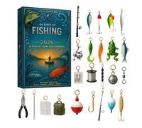Calendriers L'Avent Pêche 2025, 24 Jours Noël Calendrier Du Compte À Rebours De La Pêche Pour Les Amateurs Poisson, Accessoires De Matériel De Poisson Pour Père Fils Grand-père Époux De Petit-ami