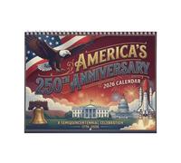 Calendriers muraux 2026 - Calendrier patriotique à collectionner, planificateur historique avec aperçu annuel, calendrier annuel avec organiseur, design durable, imprimé pour la maison, la famille