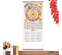 Calendriers muraux chinois,Calendrier mural chinois coulissant - Calendrier annuel du serpent pendant | Décorations traditionnelles du Nouvel An, calendrier attrayant de 12 mois par