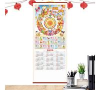 Calendriers muraux chinois,Calendrier mural chinois coulissant,Calendrier coloré avec des animaux - Décoration traditionnelle avec calendrier de 12 mois, décorations murales de 12