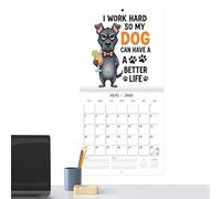Calendriers Muraux | Planificateur Mensuel avec Chiens Drôles,Affichage de planning mensuel sur tableau blanc pour organisation académique travail de bureau vacances et bureaux à domicile