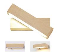 Calenxy Applique murale LED en bois avec interrupteur, applique murale LED en bois blanc chaud, éclairage mural rotatif à 270°, lampe de nuit pour chambre à coucher, salon, escalier, couloir