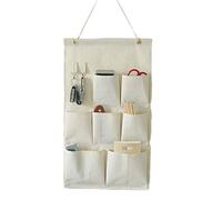 CaLeqQ Sac de rangement pour porte de placard en lin/tissu coton, à suspendre, avec 7 poches avec crochets (grande taille)