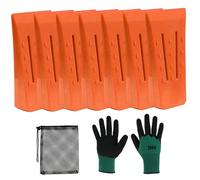 Cales d'abattage d'arbres 7 pièces cales 'abattage de 6 pouces cale de coupe 'arbre en ABS avec sac rangement et une paire gants cale fendeuse bûches résistante aux chocs pour le travai