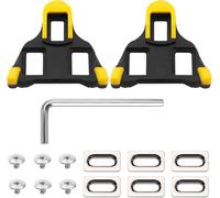Cales de Pédale Vélo Route, Crampons Chaussures de Vélo Compatibles Shimano SPD SL SM-SH10/SH11/SH12 avec ntidérapants 6° Float pour Vélos de Rout Cyclisme Intérieur et Extérieur (Noir et Jaune)