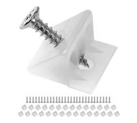 Cales pour meubles pour fonds de tiroirs et parois arrière d'armoire affaissés, 30 cales, vis à bois M2 x 16 mm incluses, en blanc, en plastique, entretoise d'angle en forme de L 14 x 9 mm, connecteur