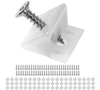 Cales pour meubles pour fonds de tiroirs et parois arrière d'armoire affaissés, 60 cales, vis à bois M2 x 16 mm incluses, en blanc, en plastique, entretoise d'angle en forme de L 14 x 9 mm, connecteur