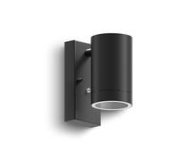 CALEX Alba Applique Murale Extérieure, 1x GU10, Éclairage Bas pour Jardin, Lampe Étanche IP44, Détecteur Jour et Nuit, Noir, Aluminium