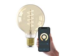 CALEX Ampoule Filament Dorée Globe G95 E27 CCT WiFi, 7W, Alexa/Google/Siri, Blanc Chaud 1800-2700K, dimmable, scénarios, sans pont, WiFi 2.4GHz