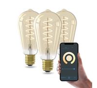 CALEX Ampoule Filament Dorée ST64 E27 CCT WiFi, 7W, Alexa/Google/Siri, Blanc Chaud 1800-2700K, dimmable, scénarios, sans pont, WiFi 2.4GHz (3)
