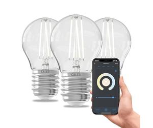 CALEX Ampoule Filament Transparente P45 E27 CCT WiFi, 4,9W 470lm, Alexa/Google/Siri, Blancs 1800-3000K, dimmable, scénarios, sans pont, WiFi 2.4GHz (3)
