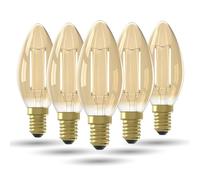 CALEX Ampoule LED Filament E14 Dorée, Flamme B35, Lumière blanche chaude 2100K, Non dimmable, 3,5W 250 Lumens (5)