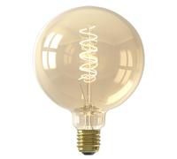 CALEX Ampoule LED Filament Spirale E27, Source lumineuse Vintage, Dorée, Globe Rétro G125, Lumière blanche chaude dimmable 2100K, 3,8W 250 Lumens