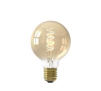 CALEX Ampoule LED Filament Spirale E27, Source lumineuse Vintage, Dorée, Globe Rétro G80, Lumière blanche chaude dimmable 2100K, 3,8W 250 Lumens