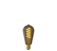 CALEX Ampoule LED Filament Spirale E27, Source lumineuse Vintage Rustique, Finition Ambre foncé naturelle, Edison Rétro ST64, Lumière blanche chaude dimmable 1800K, 4W 100 Lumens