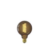CALEX Ampoule LED Filament Spirale E27, Source lumineuse Vintage Rustique, Finition Ambre foncé naturelle, Globe Rétro G95, Lumière blanche chaude dimmable 1800K, 4W 120 Lumens