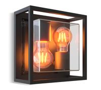 CALEX Applique LED Bologna, 2x E27, IP44 Luminaire extérieur, Étanche aux Éclaboussures, Noir, Aluminium, Style Industriel et Moderne