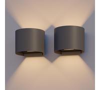 CALEX Applique Murale LED Ovale - Lot de 2 - Luminaire Extérieur, Coloris Anthracite, bidirectionnel, 7W Lumière Blanche Chaude, Faisceau Lumineux Réglable