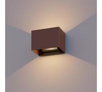 CALEX Applique Murale LED Rectangulaire, Luminaire Extérieur, Coloris Rouille, bidirectionnel, 7W Lumière Blanche Chaude, Faisceau Lumineux Réglable