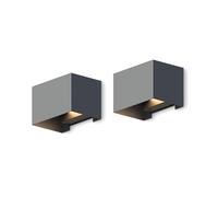 CALEX Appliques Murales LED Rectangulaire - Lot de 2 - Luminaire Extérieur, Coloris Anthracite, bidirectionnel, 7W Lumière Blanche Chaude, Faisceau Lumineux Réglable
