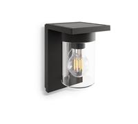 CALEX Asti Applique Murale LED Solaire Extérieure, Éclairage de Jardin, Lampes de Clôture Alimentées par Énergie Solaire, Détecteur de Mouvement, Étanche IP44, Noir, Aluminium