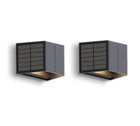 CALEX Caserta Applique Murale Solaire, Lot de 2, Éclairage Haut et Bas Extérieur, Lampe de Jardin Alimentée par Énergie Solaire, Étanche, Noir